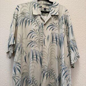 2XL Tommy Bahama Silk Shirt, Classic Fit Light Green/Blue Pattern